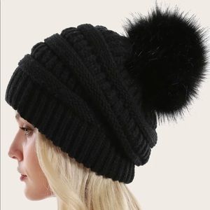 Black Pom Pom Beanie